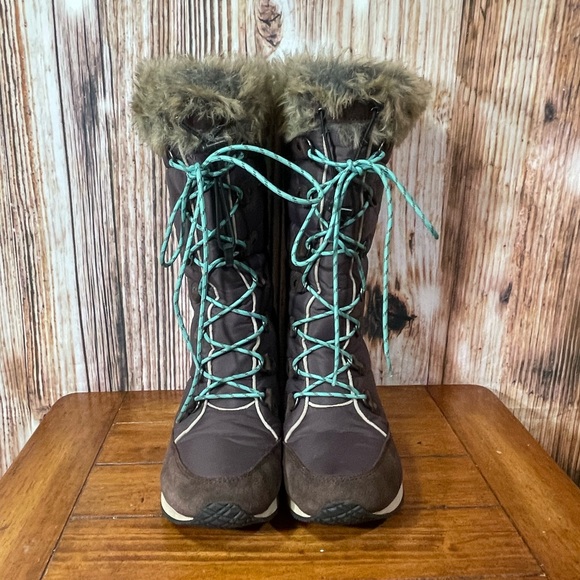 LL Bean 284883 Carrabassett Fur Lace-Up Knee High Snow Boots Women's US 7.5 - Picture 1 of 11